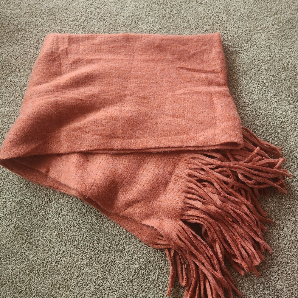 Anthropologie NWT Vibrant Orange Fringe Scarf